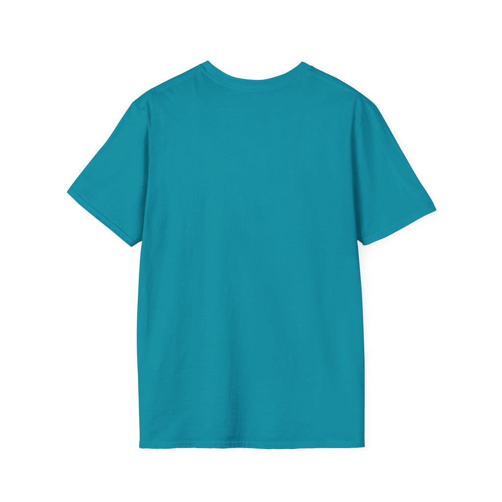 White cat silhouette T-shirt with heart accent, cute cat lover tee by Printify, featuring a playful feline design on soft fabric.