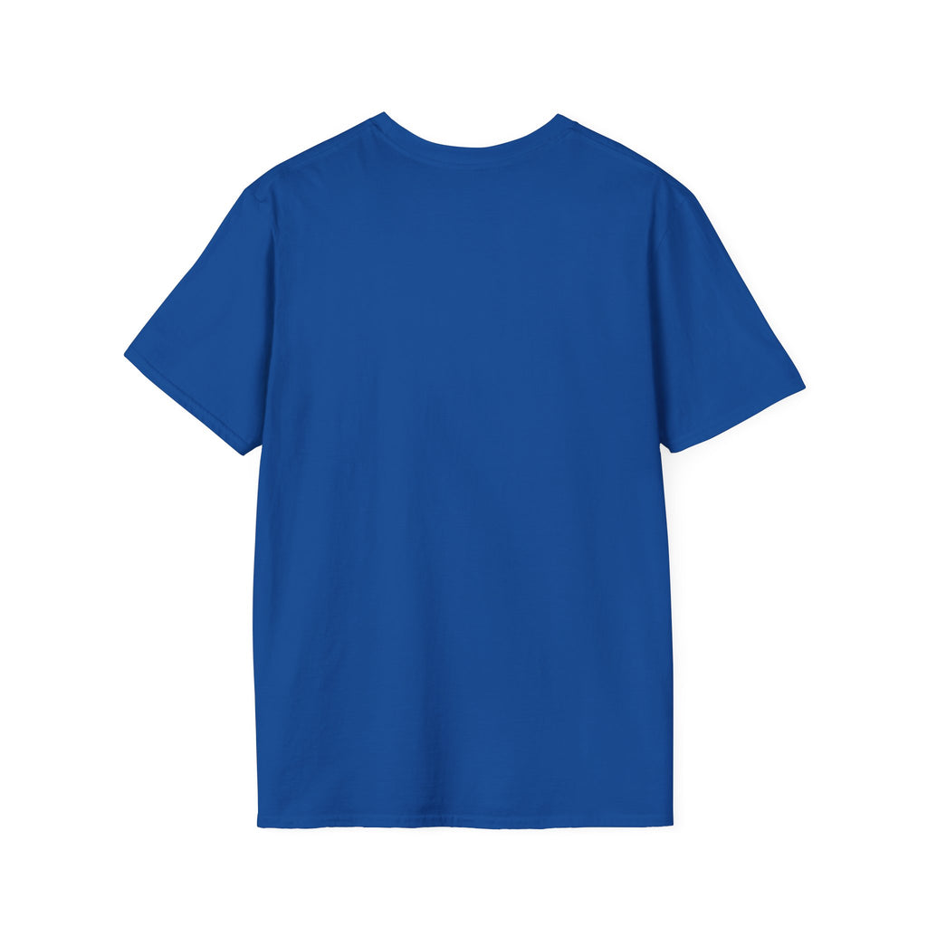 White t-shirt on a navy blue background