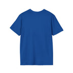 White t-shirt on a navy blue background