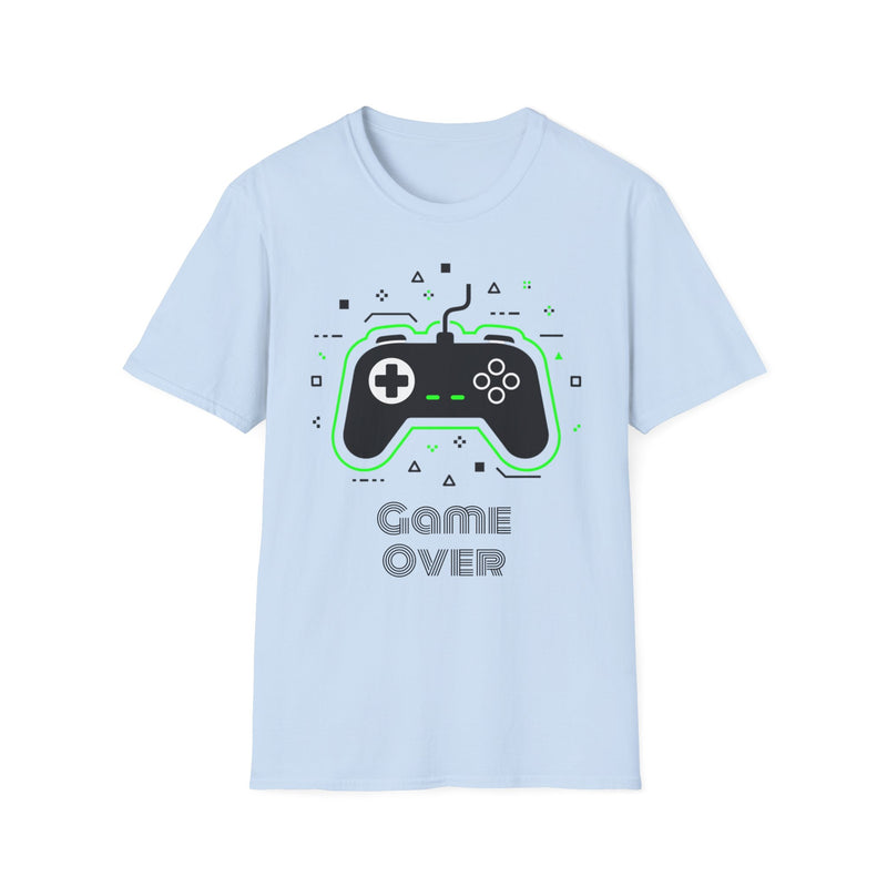 Retro gamer graphic T-shirt from Printify featuring a "Game Over" design, casual fit, ideal for gaming enthusiasts.