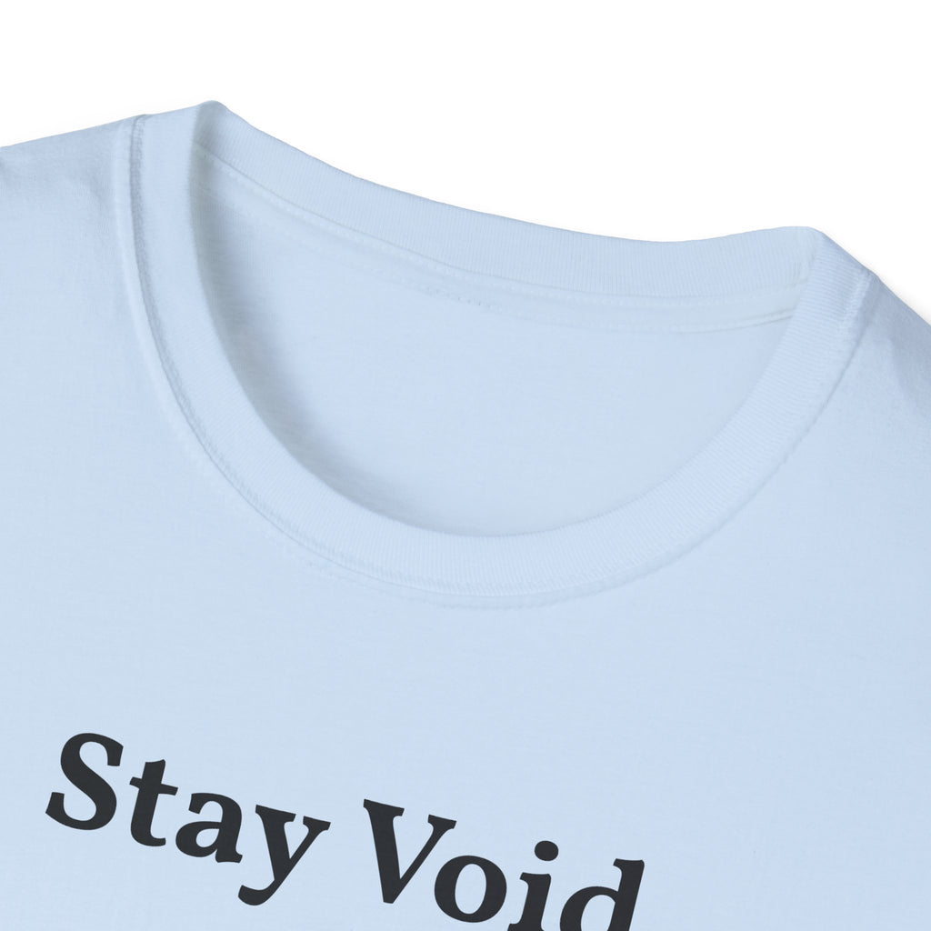 Stay Void Astronaut T-Shirt featuring space explorer graphic on a comfortable cotton tee by Printify.